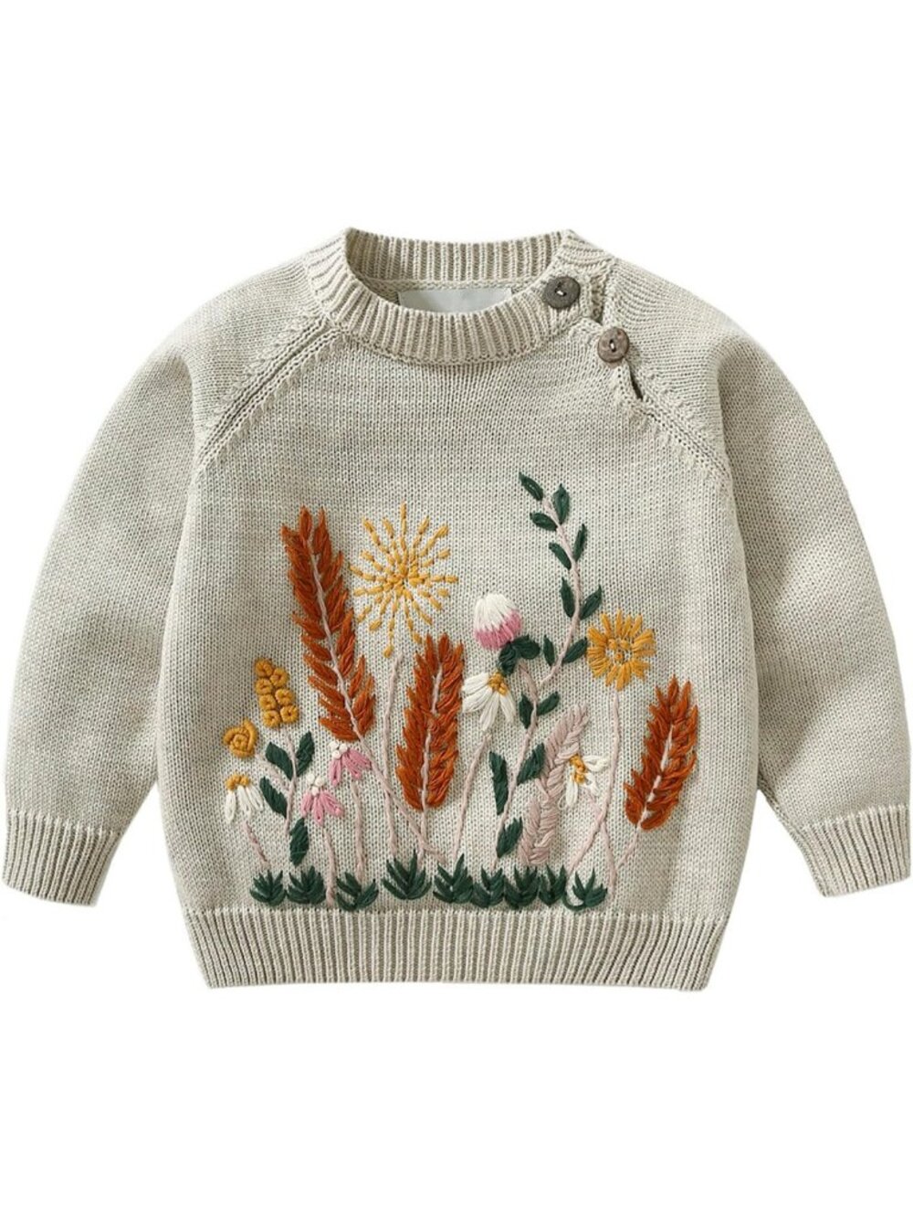 Cozy Knitted Infant Pullover Sweater with Buttons - Toddler Spring Sweatshirt